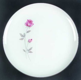 Cordon Bleu Spring Bouquet Dinner Plate, Fine China Dinnerware   Pink Roses,Gray