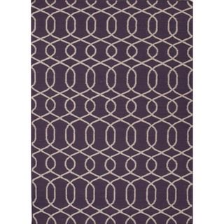 Handmade Flat Weave Moroccan Purple Wool Rug (5 X 8)