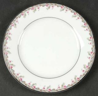 Noritake Petite Bread & Butter Plate, Fine China Dinnerware   Pink Flowers, Gree