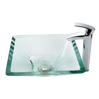 Kraus Bathroom Combo Set Clear Glass Aquamarine Sink With Faucet