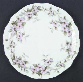 Bellaire Trellis Dinner Plate, Fine China Dinnerware   Pink/Gray Flowers,Green L