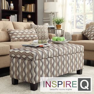Inspire Q Kayla Primary Wavy Stripe Style Fabric Storage Bench Ottoman
