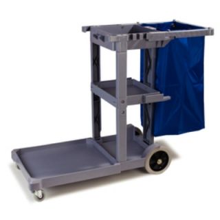 Carlisle Janitorial Cart with 22 Platform   3 Shelves, Polyethylene, Gray