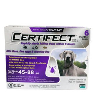 Dog Topical Flea & Tick Treatment, Purple, For Dogs 45 88 lbs., 6 Month Supply