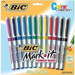 Bic Mark it Ultra Fine Point Permanent Markers (package Of 12)