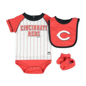 Cincinnati Reds Majestic MLB Newborn LP Creeper Bib and Bootie Set