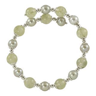 ONLINE ONLY   Gray Cultured Freshwater Pearl & Green Prehnite Bracelet, Womens
