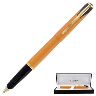 Parker Inflection Radiant Yellow Fountain Pen (Black Grip Type Smooth Visible Ink Supply NoRefillable Yes Retractable No Pocket Clip Yes Fine Ink Color Black Grip Type Smooth Visible Ink Supply NoRefillable Yes Retractable No Pocket Clip Yes )