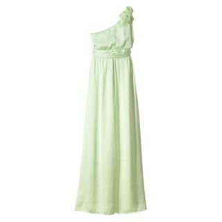 TEVOLIO Womens Satin One Shoulder Rosette Maxi Dress   Mint   6