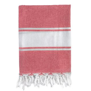 Classic Red Stripe Turkish Fouta Bath/ Beach Towel (Red Materials 100 percent turkish cotton Care instructions Machine wash cold. Gentle cycle with like color. No bleach mild detergent. Tumble dry low. Dimensions 36 inches x 67 inches The digital image