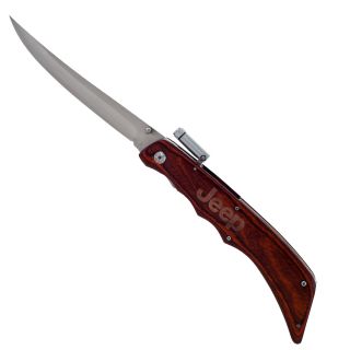 Jeep Wooden Handle 7.5 inch Led Folding Stainless Steel Fillet Knife