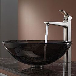 Kraus Bathroom Combo Set Clear Brown Glass Vessel Sink/faucet