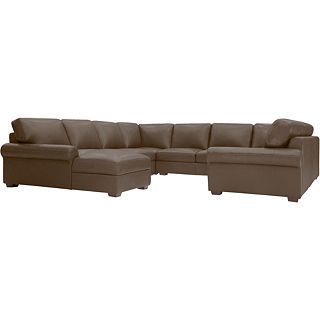 Leather Possibilities 6 pc. Left Arm Leather Chaise Sectional, Mink
