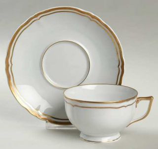 Ceralene Louis Xv Gold Footed Cup & Saucer Set, Fine China Dinnerware   Argent S