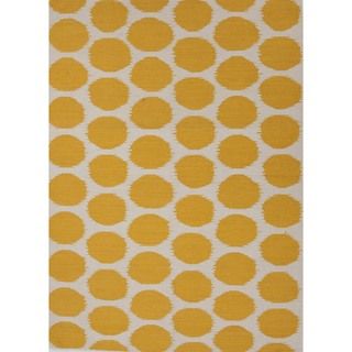 Handmade Flat Weave Geometric Gold/ Yellow Wool Rug (9 X 12)