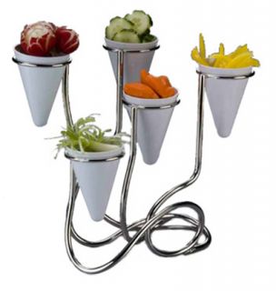 American Metalcraft Twisted Fry Cone Stand w/ 5 Cone Capacity, Stainless