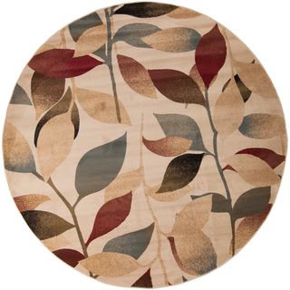 Aksehir Meticulously Woven Ivory Contemporary Floral Rug (8 Round)