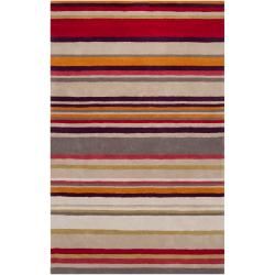 Harlequin Hand tufted Gray Opaque Striped Wool Area Rug (8 X 10)