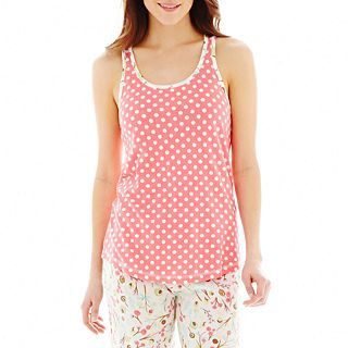 INSOMNIAX Lace Accented Sleep Tank Top, Coral, Womens