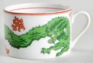 Fitz & Floyd Dragon Crest Green Flat Cup, Fine China Dinnerware   Green Dragon,