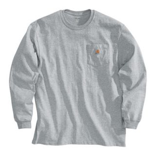 Carhartt Workwear Long Sleeve Pocket T Shirt   Heather Gray, 2XL, Regular Style,