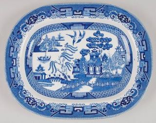 Buffalo Pottery Blue Willow (Non Restaurant,No Trim) 14 Oval Serving Platter, F