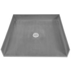 Tile Ready Shower Pan 42x42 inch Center Barrier Free Pvc Drain (BlackMaterials Molded Polyurethane with ribs underneath for extra strengthNumber of pieces One (1)Dimensions 42 inches long x 42 inches wide x 7 inches deep  )