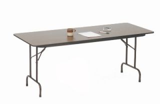 Correll Solid Plywood Core Folding Table w/ Premium Top, 24 x 48 in, Walnut