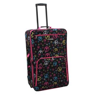 Rockland Peace Sign 28 inch Expandable Rolling Upright Luggage (Peace sign multicolorWeight 8.6 poundsTwo front full size zipper secured pocketsInternal organizational pockets Push button self locking internally stored retractable handle systemErgonomic 