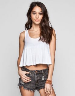 Womens Racerback Crop Tank White In Sizes Large, Small, X Large, X Sm