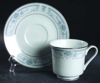 Sheffield Blue Whisper Footed Cup & Saucer Set, Fine China Dinnerware   Blue Ban