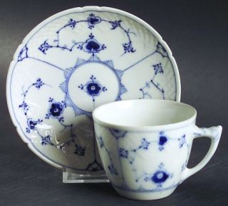 Bing & Grondahl Blue Traditional (No Trim) Flat Cup & Saucer Set, Fine China Din