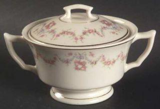 Syracuse Arcadia Sugar Bowl & Lid, Fine China Dinnerware   Old Ivory, Floral   S