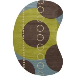 Hand tufted Contemporary Multi Colored Geometric Circles Mayflower Wool Abstract Rug (8 X 10)