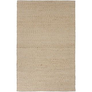 Natural Solid Jute/ Cotton Beige/ Brown Eco friendly Rug (8 X 10)