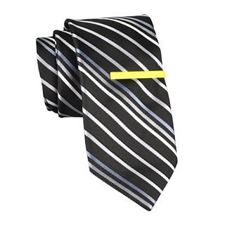 JF J.Ferrar JF J. Ferrar Striped Tie, Black, Mens