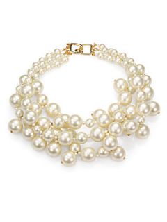 Kenneth Jay Lane Faux Pearl Multi Strand Necklace   Ivory
