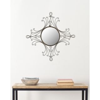 Handmade Arts And Crafts Maltese Wall Mirror (Antiqued blackMaterials Iron and glassMirror materials Glass with silver backingDimensions 31.5 inches high x 28.3 inches wide x 0.8 inches deep )