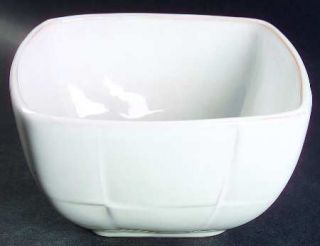 Pier 1 Cubic White Square Cereal Bowl, Fine China Dinnerware   All White,Incised