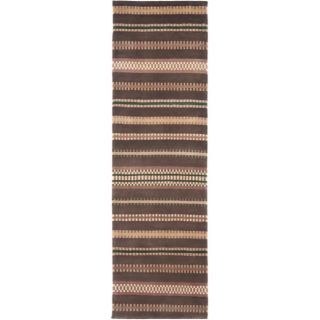 Hand knotted Lexington Stripes Brown Wool Rug (23 X 8)