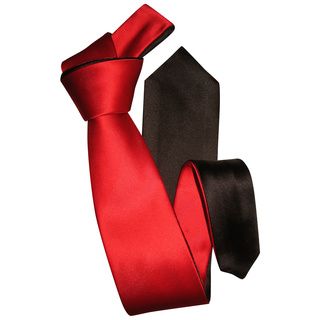 Dmitry Mens Red/ Black Double sided Italian Silk Tie (Red/ blackCountry of Origin ItalyMaterials 100 percent silkCare instructions Dry cleanApproximate length 59 inchesApproximate width 2.75 inchesIncludes a 10 x 10 inch pocket square in black )