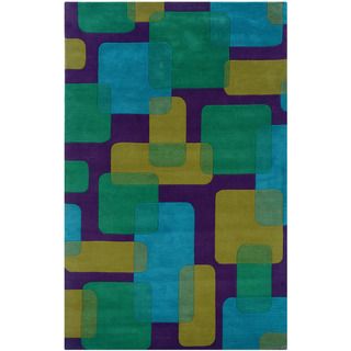 Hand tufted Geometric Purple Wool Rug (8 X 10)