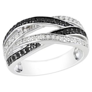 Sterling Silver 1/2ct Black and White Diamond Ring