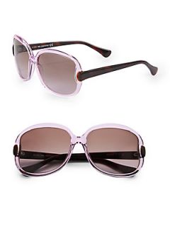Oversized Round Acetate Sunglasses   Lilac Brown
