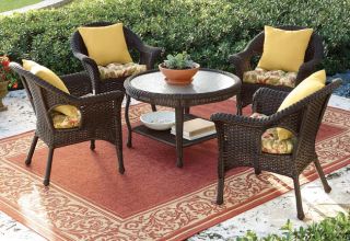 Willowemoc All weather Woven Patio Gathering Table Furniture Set, Honey