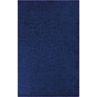 Hand crafted Viburnum Solid Blue Geometric Wool Rug (33 X 53)