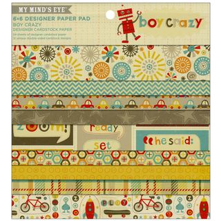 Boy Crazy Designer Paper Pad 6x6 24/sheets 12 Double sided Designs/2 Each