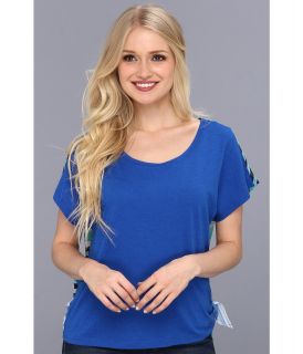 Seven7 Jeans Boxy Striped Back Top Womens Clothing (Blue)