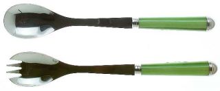 Sabre Flatware Coutellerie Green Stripes (Stn) 2 Pc Salad Set with Stainless Bow
