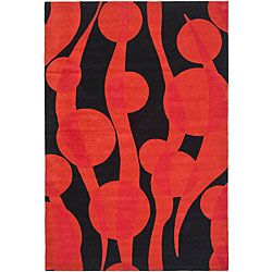 Handmade Soho Flora Black/ Red New Zealand Wool Rug (76 X 96) (BlackPattern AbstractTip We recommend the use of a non skid pad to keep the rug in place on smooth surfaces.All rug sizes are approximate. Due to the difference of monitor colors, some rug c